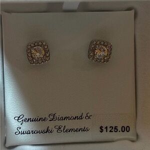 Diamond and Swarovski Accent Earrings